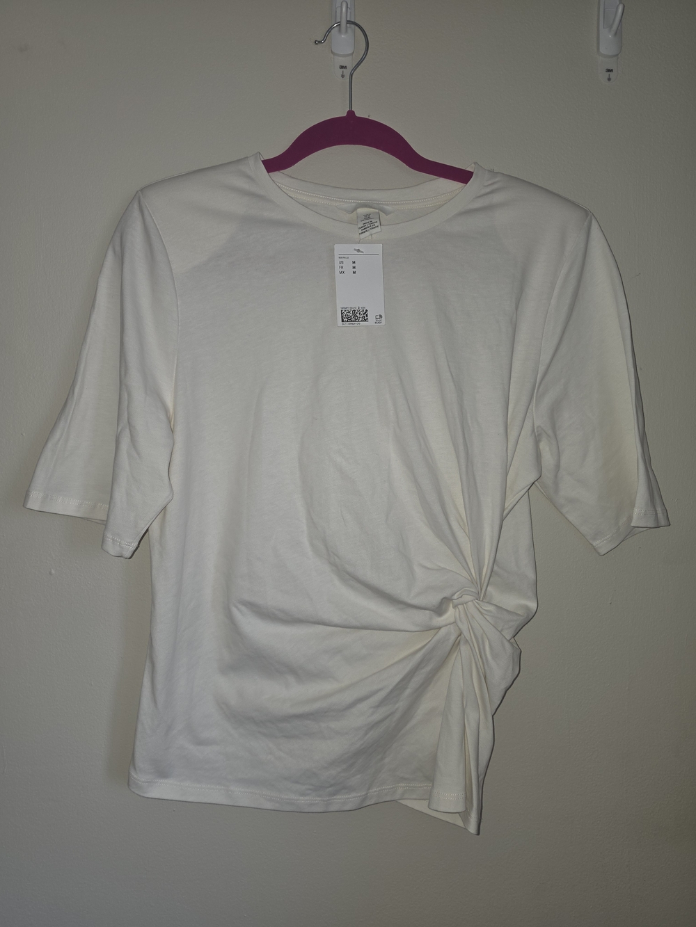 H&M Women's White Twist-Detail T-Shirt